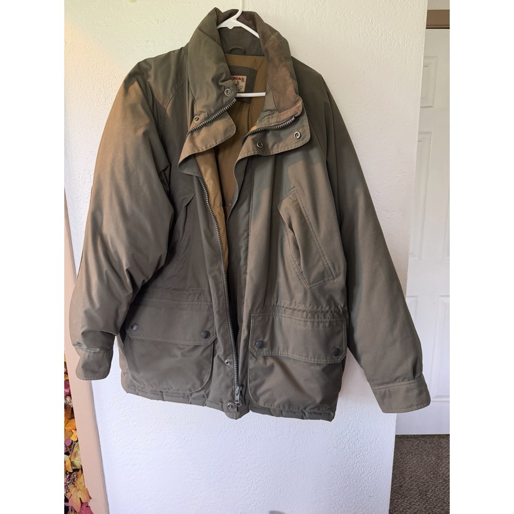 Adirondack Men's Green Lined Insulated Jacket Stand-Up Collar Zip/Button Size 46